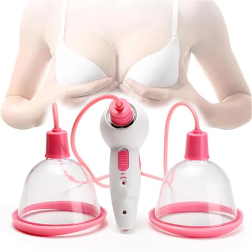 Máquina Eléctrica para Aumentar El Pecho, Máquina De Belleza para Agrandar El Pecho, Masajeador Eléctrico De Pecho De Doble Copa con Carga USB Y Engranaje Ajustable.