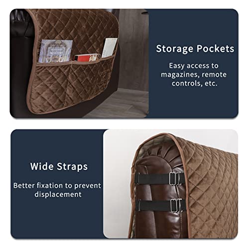 Lufeijiashi Non Slip Recliner Sofa Covers,Velvet Waterproof Recliner Couch Covers For 3 Seat,Washable Reclining Couch Cover Furniture Protector For Dogs,Pets (Brown, 3 Seater) #TOP3