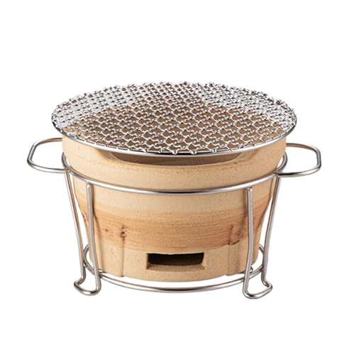 Parrilla de carbón pequeña, Estufa de Barro portátil, Parrilla Multifuncional para Picnic, Senderismo y Cocina al Aire Libre (27 x 18,5 cm)