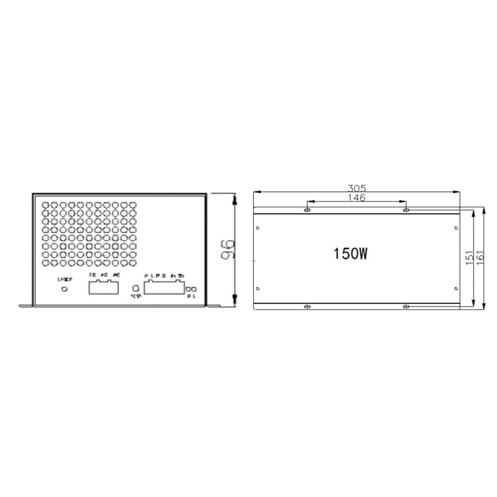 Cloudray CO2 Fuente de alimentación láser 150W CO2 Laser Power Supply para Cortador Grabador láser CO2 Laser Engraver MYJG 150W | Compatible Con Tubos Láser CO2 De 130–150W, Para Grabadoras Y Cortadoras Láser