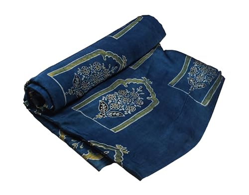 Image of Ethnics of Kutch Womens's Ajrakh Modal Silk Natural Dye Hand Block Print Unstitched Kurta Fabric