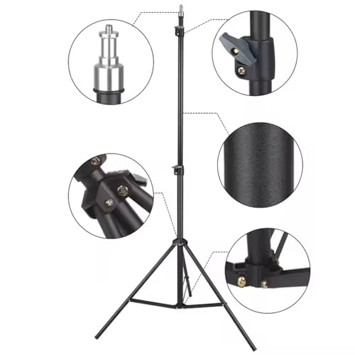 Image of Elfora 7 feet Lightweight Tripod Stand with Mobile Phone Holder | Landscape Mode Only | Portable and Sturdy for Stable Photos & Videos | Compatible for Mobiles, Lights, Reflectors and Cameras(Black)