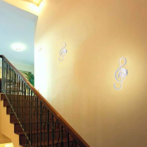 Image of Kawell 22W Indoor LED Wall Light Modern LED Wall Sconce Light Creative Wall Lamp LED Music Symbol Art Decoration for Bedroom Living Room Cafe Lounge Stairs Corridor, White 3000K