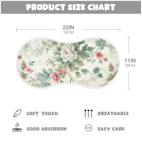 Muslin Burp Cloth for Baby 4PCS Elegant Peony Flowers Super Absorbent Burping Cloths, Bibs for Newborn Boys Girls4