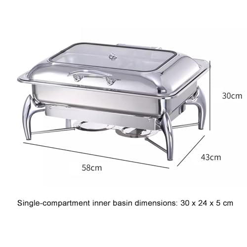 Juego de platos de acero inoxidable para bufé, calentador de alimentos con bandeja de agua para fiestas, eventos y bodas, juego de 3 piezas para catering y servicio de alimentos