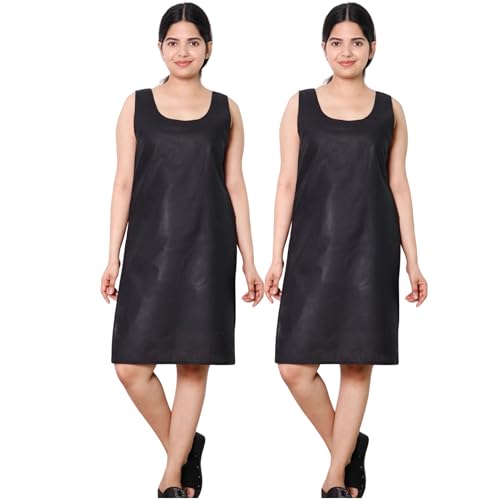 Image of KASANI Women's Camisole Cotton Long Knee-Length Sameej /Slip /Inner, Sleeveless, Pack of 2