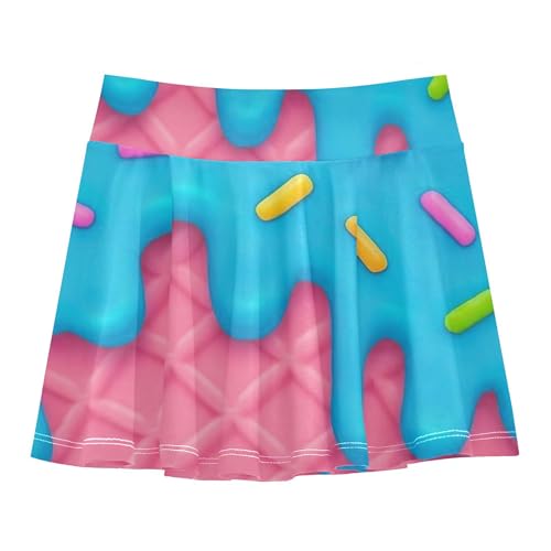 Joisal Tennis Skirts for Kids Pink Waffle Blue Colorful Sprinkles Athletic Shorts for Girls Skorts Cute Comfy School 4t