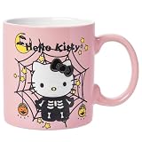 Silver Buffalo Sanrio Hello Kitty Halloween Skeleton Web Wax Resist Ceramic Mug, 20 Ounces