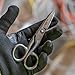 Klein Tools 2100-9 Stainless Steel Electrician Scissors, Made in USA, 5.25-Inch Free-Fall Handle Snips, Stripping Notches, Non-Slip Serrated Blade