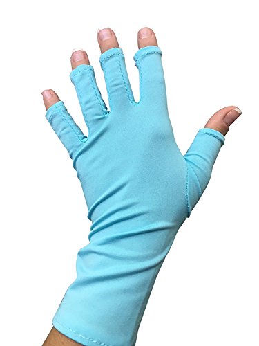 UV Gloves, Fingerless Protection for Nails Gel Manicure, Ultra Violet Polish and Acrylic Dryer Lamps (Turquoise)