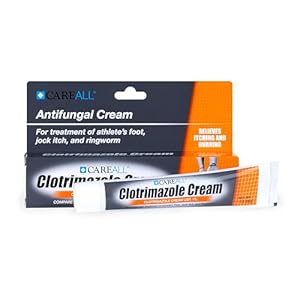 CareAll Clotrimazole Antifungal Cream 1% USP 1.0 oz., Cures Most Athlete’s Foot, Jock Itch and Ringworm, Sooths and Relieves Itching, Burning and Cracking from These Conditions