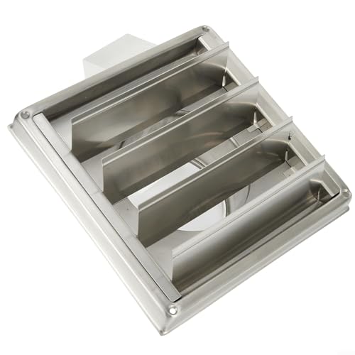 Tapa de ventilación de pared exterior de 100 mm, diseño cuadrado de acero inoxidable con solapa anticorrientes de aire para manguera de secadora, campana extractora de aire acondicionado y ventilación