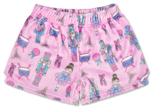 iscream Big Girls Cozy Holiday Silky Soft Plush Shorts - Nutcracker Waltz, Medium (10/12)