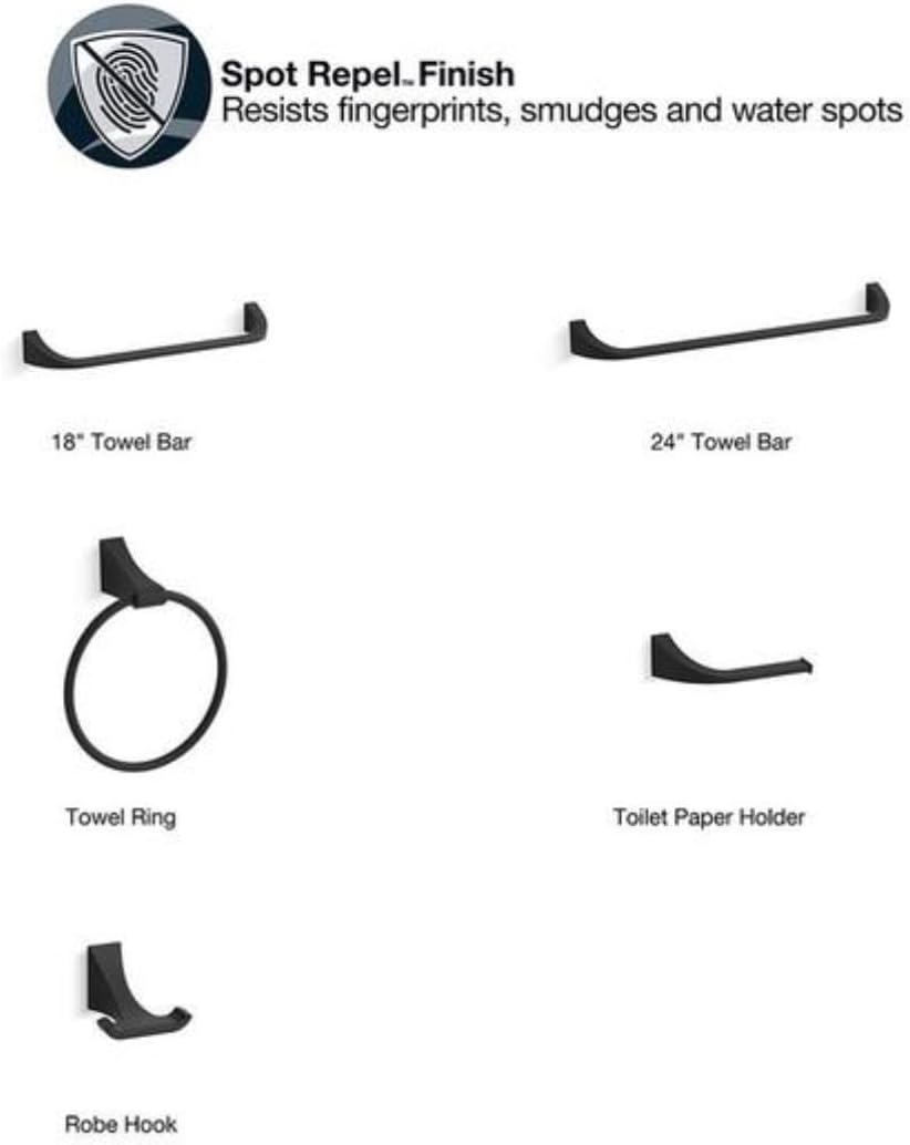 KOHLER Katun 18 in. Wall Mounted Towel Bar in Matte Black
