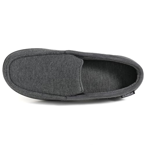 Image of ULTRAIDEAS Men's Moc-Toe Slippers Loafer House Shoes Indoor Outdoor Memory Foam with Breathable&Warm Knit Upper