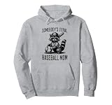 Somebody's Feral Baseball Mom Funny Sports Mom Raccoon Pullover Hoodie