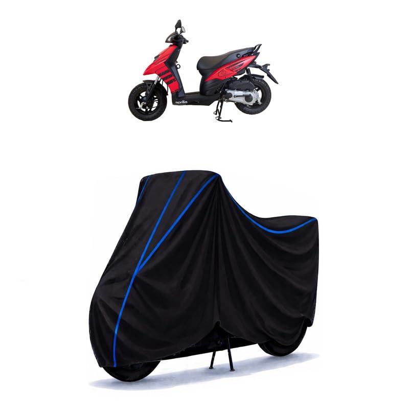 Image of Scooty Cover Water Resistant for SR Storm | Universal Scooter & Bike Cover | Heavy Duty UV Dust, Rain & Scratch Protection | Elastic Fit All Weather Indoor Outdoor | Black with Blue Piping