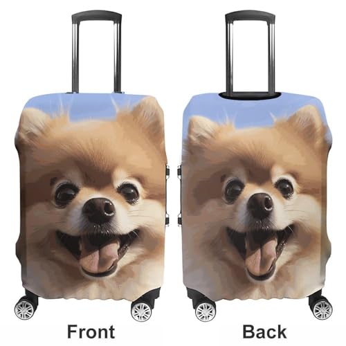 Happy Pomeranian Luggage Cover, Washable Elastic Suitcase Cover Protector Fit 18-32 Inch Luggage3