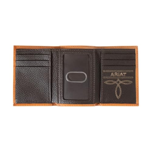 ARIAT Trifold Floral Embossed Logo Wallet, Nutmeg2
