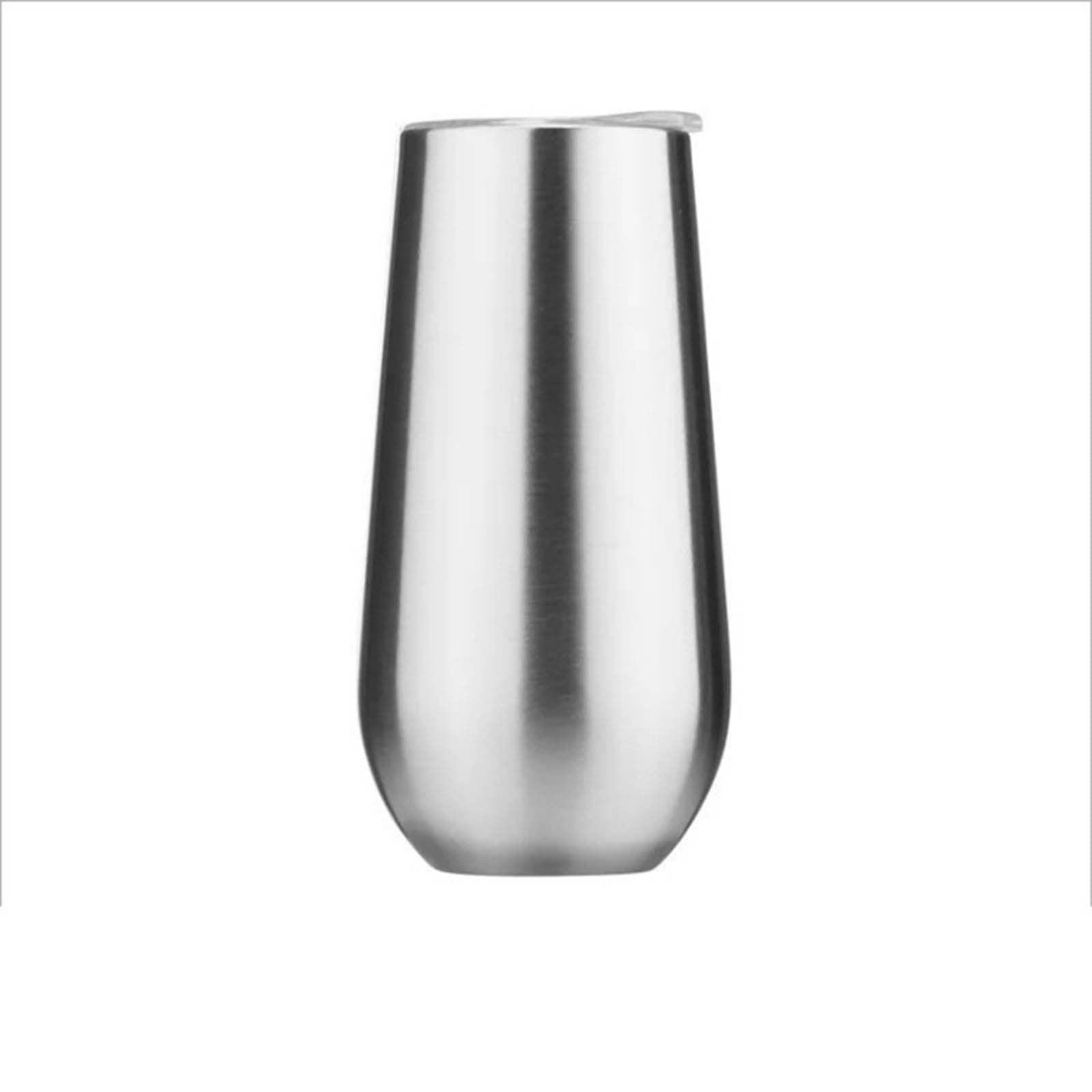JUSHZ Botella Agua Acero Inoxidable Botella Gimnasio Garrafa Con Pajita Larga Adultos Termo Cafe Para Llevar Agua Caliente Taza Termica Pequeño Copa Vino Tinto Auto (180ml,silver)