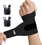 HGBOO Ultra Thin and Soft Wrist Brace Wrist Wraps for Men and Women, Adjustable Wrist Support for Basketball Tennis Badminton Yoga Carpal Tunnel Syndrome, Pack of 2 (Black)