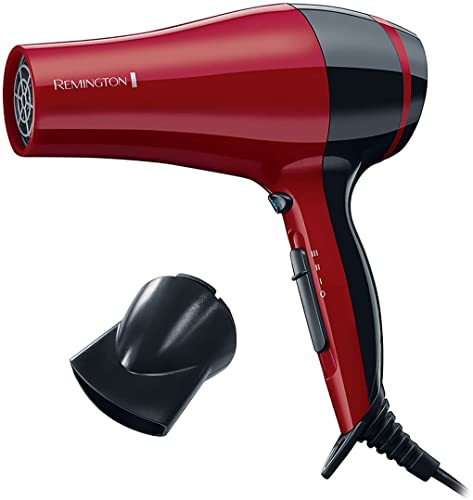 Remington Haartrockner Pro Dry D3080, 2000 Watt, Keramik-Ionen-Ring, kompaktes Design, Stylingdüse, rot/schwarz