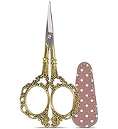 Hisuper 4.5inch Embroidery Scissors with Leather Scissors Cover, Stainless Steel Vintage Gold Sci...