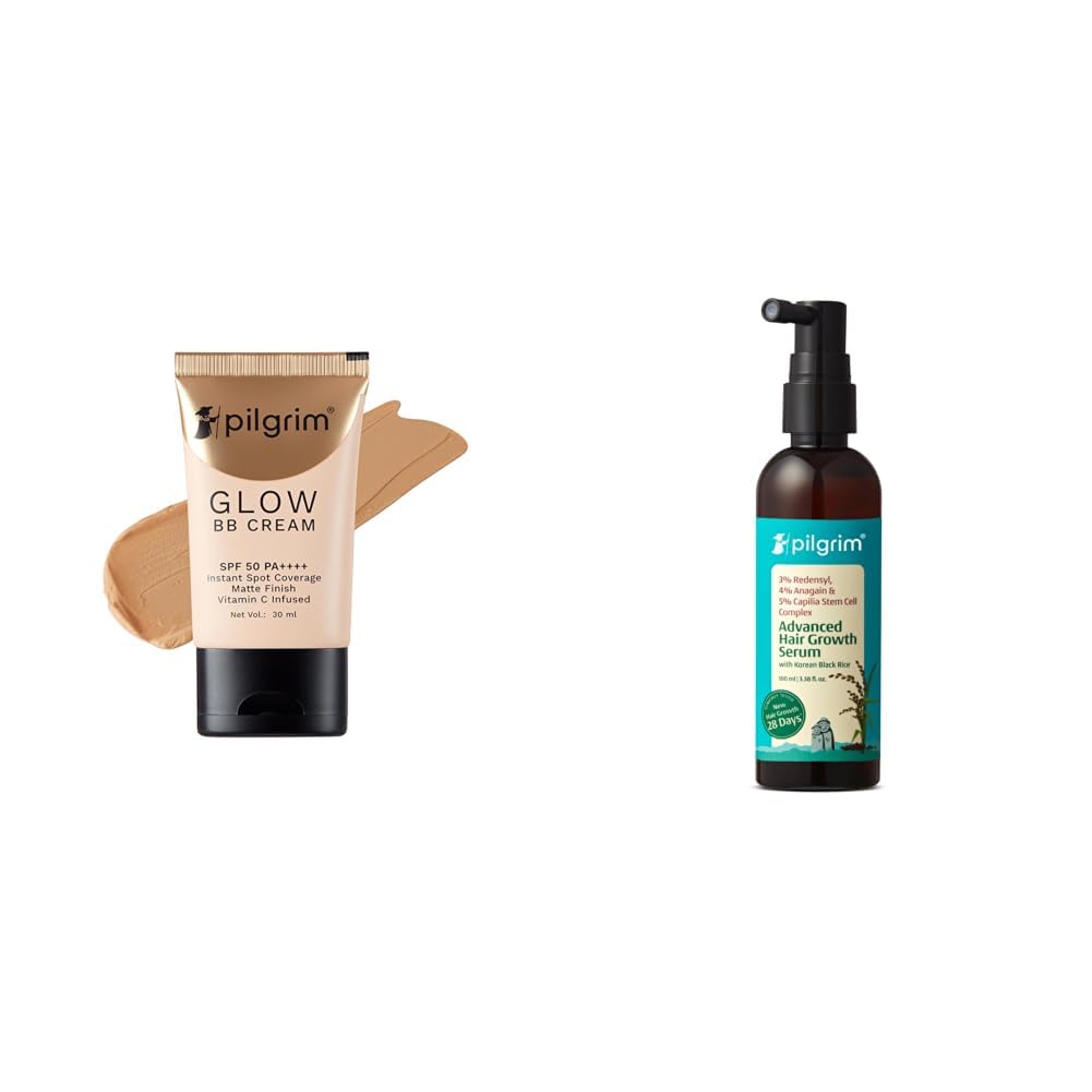Pilgrim Honey Glow 3-In-1 Natural Bb Cream Medium Coverage For All Skin Types Spf 50 Pa++++ With Niacin & Redensyl 3% + Anagain 4% + 5% Capilia Stem Advanced Hair Growth Serum (100ml) with Rosemary &-picture-53