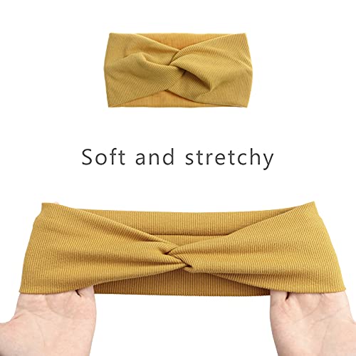 Image of DRESHOW 8 Pack Headbands for Women Yoga Knotted Headbands Elastic Criss Cross Hair Accessories Sports Head Wrap Non Slip