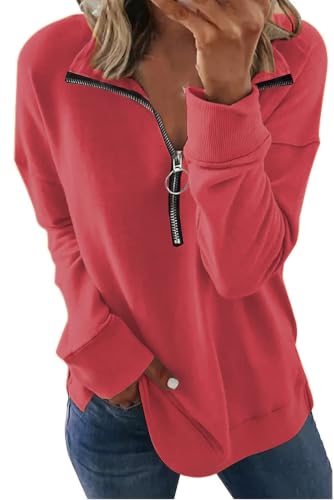 Image of NEYOUQE Womens Fall Winter Fashion Sweatshirts Quarter Zip up pullover Polo sweatshirt women casual trendy crewneck tops