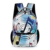 BVKWNTSA Mochila escolar ligera con estampado de notas musicales de lunares de gran capacidad, moderna, versátil, cómoda y ligera