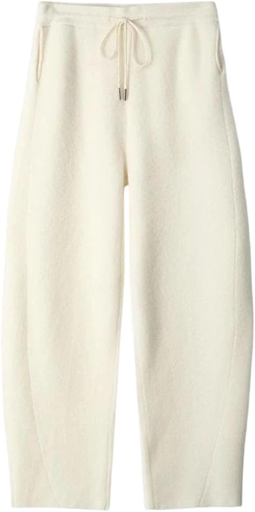 Men's Winter Loose Merino Wool Knitted Thick Soft Simple Warm Pants