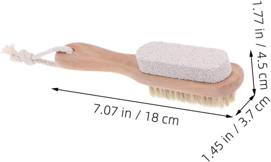 INOOMP 3pcs Foot Pumice Stone and Natural Bristle Foot Brush Set with Wooden Handle for Dead Skin Removal and Exfoliating Calluses for Smooth Pedicure Care