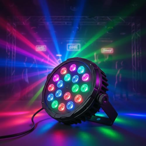 Image of LED PAR DJ Lights 7-Channel Jump Change Mode | Ideal for Wedding Parties | Events | DJ Stage | DJ Light | Home DJ Lights | Stage DJ Lighting | (18LED-DJ-Light)