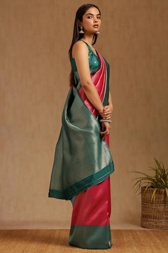 Image of Soch Womens Silk Blend Zari Woven Saree