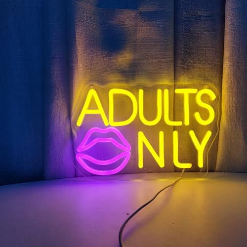 Image of Adults Only Neon Sign Adutls Only Neon Signs for Wall Decor, Adult Only LED Light Sign for Bedroom Game Bar Man Cave Hotel Party, 11.4 inch x 7.3 inch
