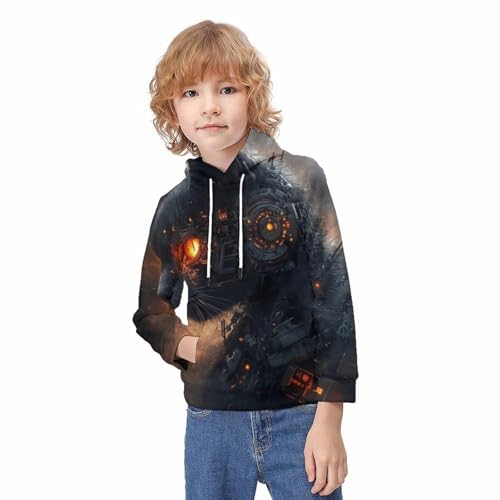Sweat-shirt à capuche 3D look cybernétique pour le collège - 2