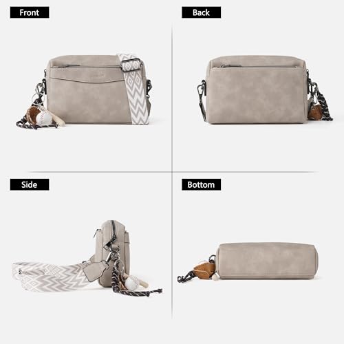 Crossbody Purses for Women, Triple Zip Leather Crossbody Bag Shoulder Handbags Womens Wallet with Wide Strap4