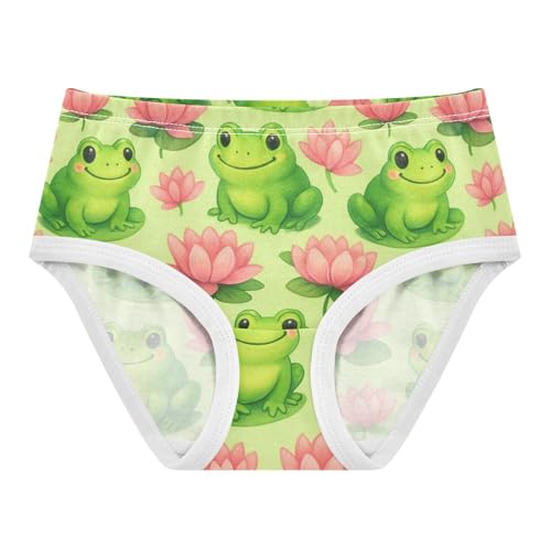 Joisal Toddlers Underwear Floral 2t Cotton Girl Panties Cute Durable Kids Briefs Undies Cute Frogs Pink Lotus Flowers