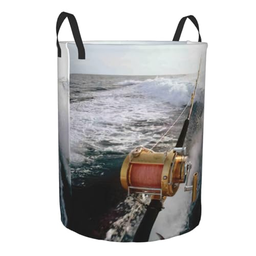 Panier à linge haut imprimé canne à pêche pour chambre - 3