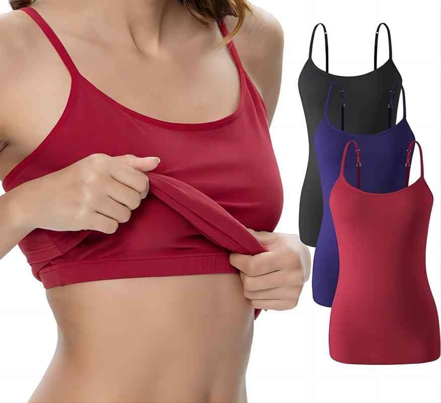 Image of Vislivin Womens Cotton Camisole Adjustable Strap Tank Tops with Shelf Bra Stretch Undershirts