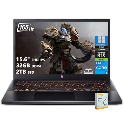 Image of Acer Nitro V 15 Gaming Laptop | 15.6 inch FHD IPS 165Hz | Intel 8-Core i5-13420H | 32GB DDR4 2TB SSD | GeForce RTX 5050 DLSS4 (Up to 440 AI Tops) | Backlit Keyboard Win11 Pro w /DLCA Accessory