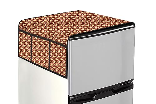 Image of The Furnishing Tree Fridge Top Cover Compatible for Samsung RR21C2F24UZ /HL, 189 LTR WxL 71x109 in CM Interlocked Ropes Pattern Brown