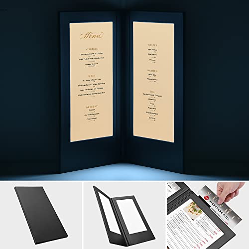 WeChef LED Back Lit Light Menu Holder Cover Folding Double Panel Fits 5