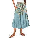 Summer Skirts for Women 2026 Fashion Boho Long Skirt Trendy Floral High Waist A Line Beach Dress Vacation Outfit