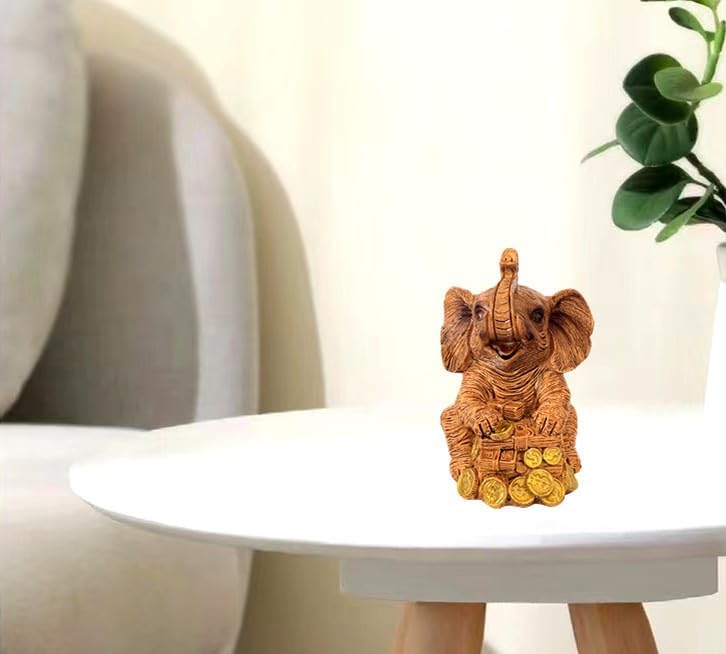 Feng Shui Trunk Up Lucky Elephant Statue Figurine Home Office Decor for Wealth (STACKM) - Image 5