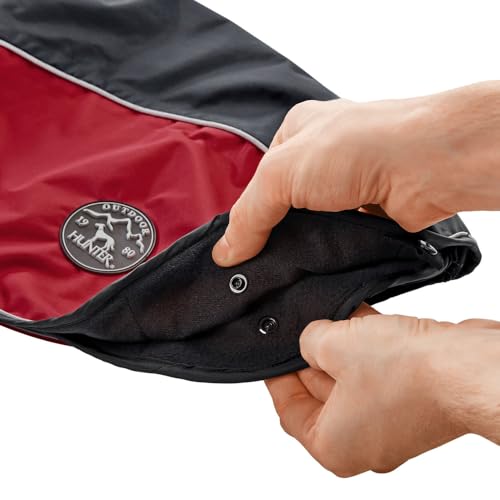HUNTER Hundemantel UPPSALA ALLROUNDER, Farbe: anthrazit/rot, wasser- und windabweisend, herausknöpfbares Innenfutter, reflektierende Paspeln, elastische Fixiergummis, optimaler Sitz, Größe: 35