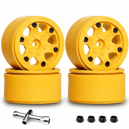 RC�C�����i For Axial For SCX10 RR10 For Wraith For Traxxas For TRX4 For TRX6 1/10 2.2�C���` 1.9�C���` �i�C�����r�[�h���b�N�z�C�[���n�u RC���b�N�N���[���[�p(Yellow)