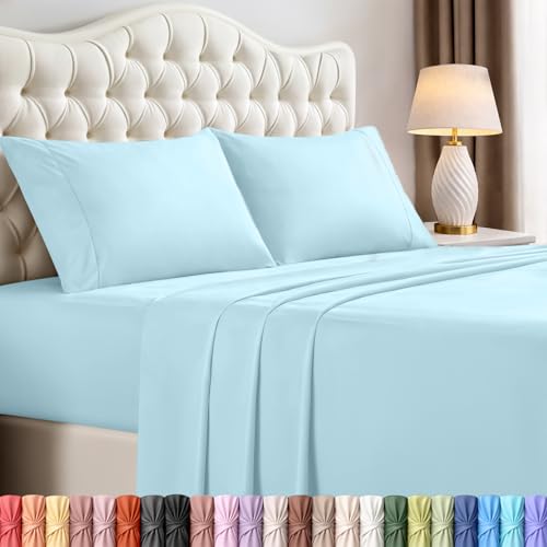 Image of Utopia Bedding King Size Sheet Set - 4 Piece Bed Sheets, Soft and Breathable Microfiber, Includes 1 Fitted Sheet, 1 Flat Sheet and 2 Pillowcases - Oeko Tex (Ice Blue)