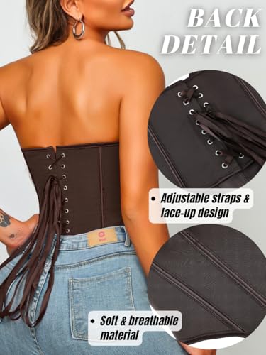 Image of ChiaoLezhee Heart Corset Top For Women, Sexy Concert Outfits Going Out, Strapless Crop Top, Overbust Bustier